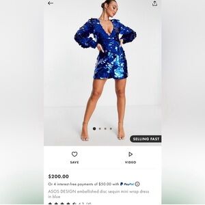 ASOS Blue Large Disk Sequins Party Dress